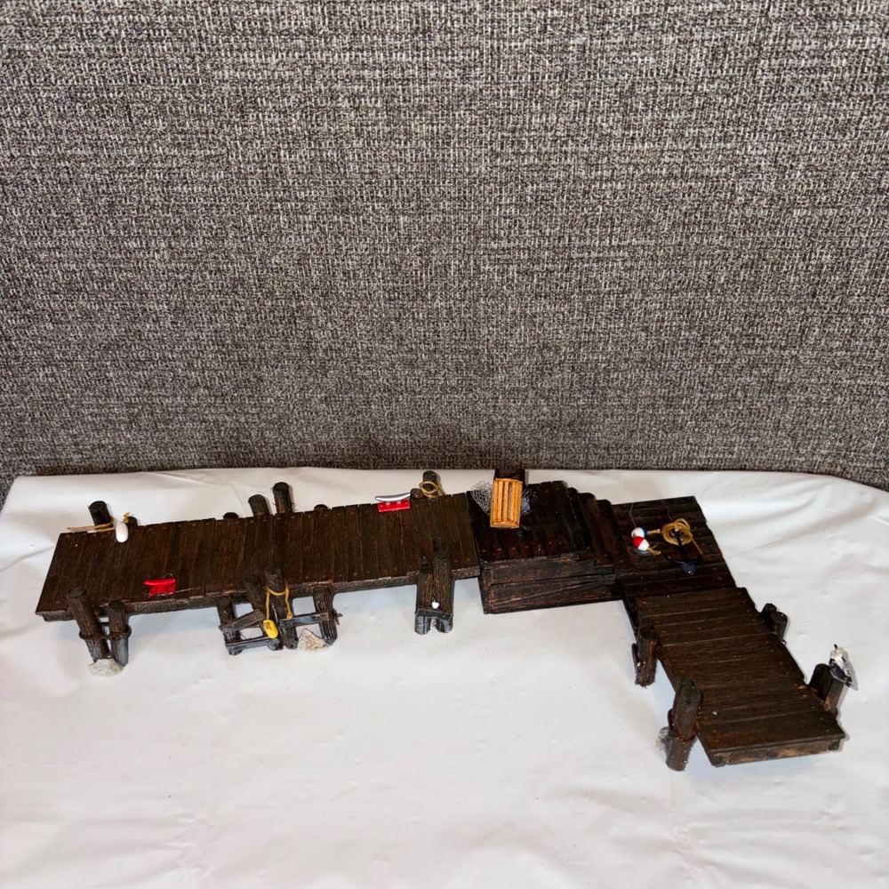 Lemax Village Collection Miniature Boat Dock L-Shaped Pier Nautical Accessory